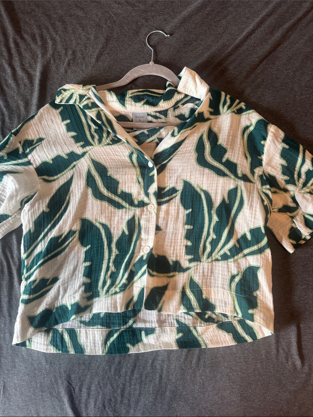 Shade & Shore Green Leaf Print Top